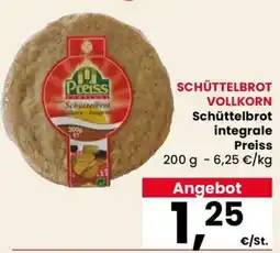 Eurospar Schüttelbrot integrale Preiss offerta