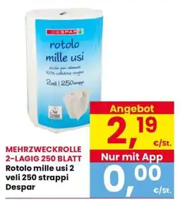 Eurospar Rotolo mille usi 2 veli 250 strappi Despar offerta
