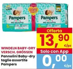 Eurospar Pannolini Baby-dry taglie assortite Pampers offerta