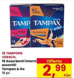 Eurospar 18 Assorbenti interni assortiti Tampax & Go 18 pz offerta
