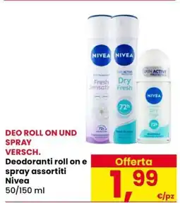 Eurospar Deodoranti roll on e spray assortiti Nivea offerta