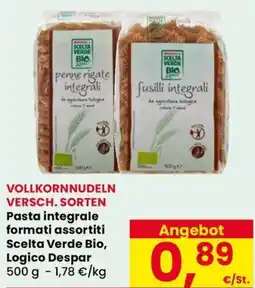 Eurospar Pasta integrale formati assortiti Scelta Verde Bio, Logico Despar offerta