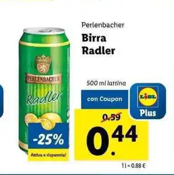 Lidl Perlenbacher Birra Radler 500ml offerta