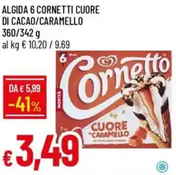 Galassia Algida 6 cornetti cuore di cacao/caramello offerta