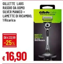 Galassia Gillette labs rasoio da uomo silver manico + lamette di ricambio offerta