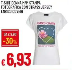 Galassia T-shit donna m/m stampa fotografica con strass jersey ENRICO COVERI offerta