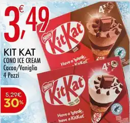 Crai KIT KAT cono ice cream Cacao/Vaniglia 4 Pezzi offerta