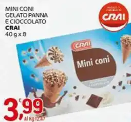 Crai Mini coni gelato panna e cioccolato CRAI offerta