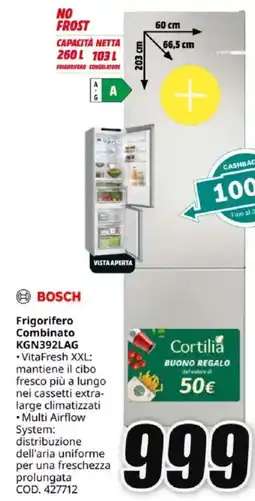 MediaWorld BOSCH Frigorifero Combinato KGN392LAG offerta