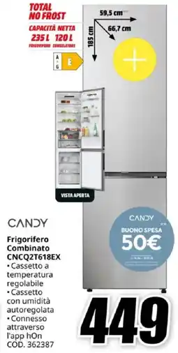 MediaWorld CANDY Frigorifero Combinato CNCQ2T618EX offerta