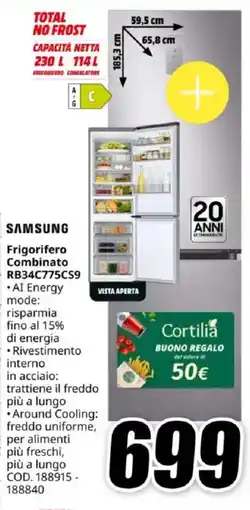MediaWorld SAMSUNG Frigorifero Combinato RB34C775CS9 offerta
