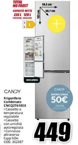 MediaWorld CANDY Frigorifero Combinato CNCQ2T618EX offerta