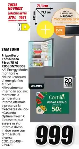 MediaWorld SAMSUNG Frigorifero Combinato F1rst 75 AI RB53DG703D59 offerta