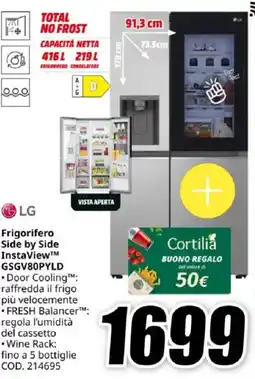 MediaWorld LG Frigorifero Side by Side InstaView GSGV80PYLD offerta