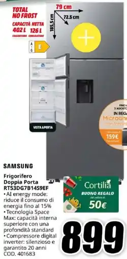 MediaWorld SAMSUNG Frigorifero Doppia Porta RT53DG7B14S9EF offerta