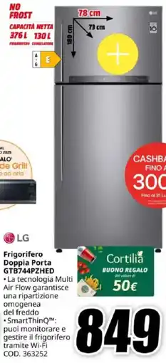 MediaWorld LG Frigorifero Doppia Porta GTB744PZHED offerta