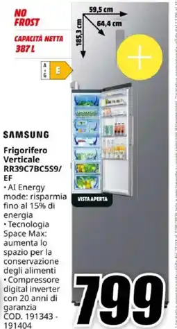 MediaWorld SAMSUNG Frigorifero Verticale RR39C7BC5S9/ offerta