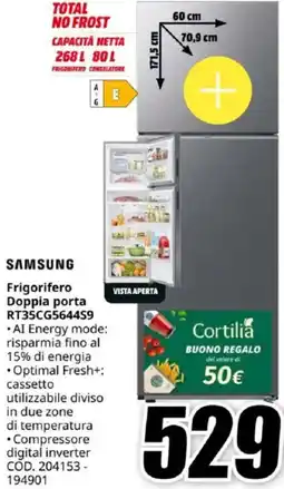 MediaWorld SAMSUNG Frigorifero Doppia porta RT35CG5644S9 offerta