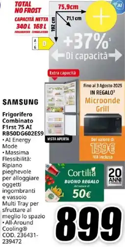 MediaWorld SAMSUNG Frigorifero Combinato First 75 AI RB50DG602ES9 offerta
