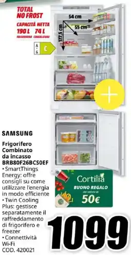 MediaWorld SAMSUNG Frigorifero Combinato da incasso BRB80F26BCSOEF offerta