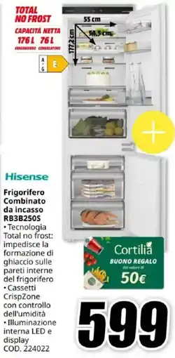 MediaWorld Hisense Frigorifero Combinato da incasso RB3B250S offerta