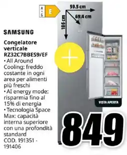 MediaWorld SAMSUNG Congelatore verticale RZ32C7BBES9/EF offerta