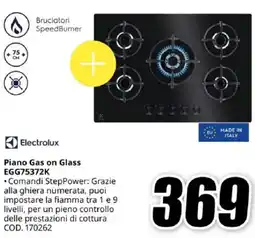 MediaWorld Electrolux Piano Gas on Glass EGG75372K offerta