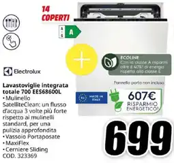 MediaWorld Electrolux Lavastoviglie integrata totale 700 EES68600L offerta