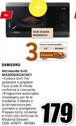 MediaWorld SAMSUNG Microonde Grill MG32DG4524CGE1 offerta