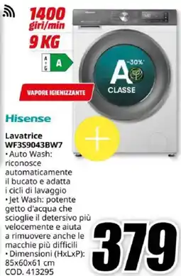 MediaWorld Hisense Lavatrice WF3S9043BW7 offerta