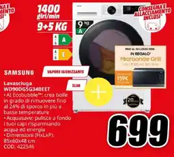 MediaWorld SAMSUNG Lavasciuga WD90DG5G34BEET offerta