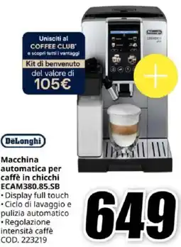 MediaWorld DeLonghi Macchina automatica per caffè in chicchi ECAM380.85.SB offerta