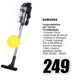 MediaWorld SAMSUNG Scopa elettrica Jet 65 Pet VS15A60AGR5 offerta