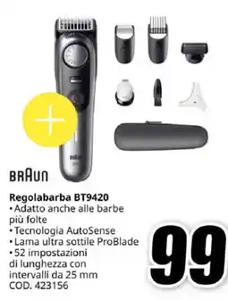 MediaWorld BRAUN Regolabarba BT9420 offerta