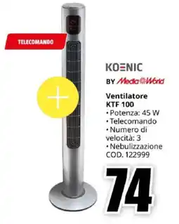 MediaWorld KOENIC BY Media World Ventilatore KTF 100 offerta
