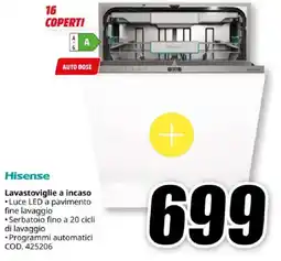 MediaWorld Hisense Lavastoviglie a incaso offerta
