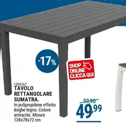 Cfadda Tavolo rettangolare sumatra offerta