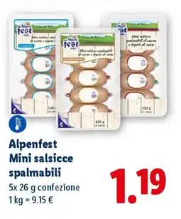 Lidl Alpenfest Mini salsicce spalmabili offerta