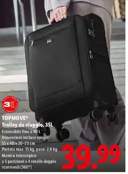 Lidl TOPMOVE Trolley da viaggio, 35L offerta