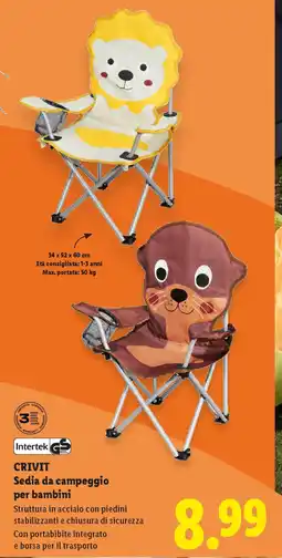 Lidl CRIVIT Sedia da campeggio per bambini offerta