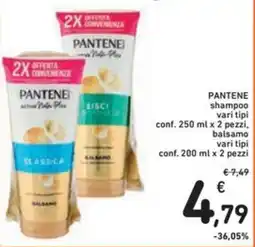 Spazio Conad PANTENE shampoo balsamo offerta