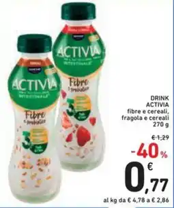 Spazio Conad DRINK ACTIVIA fibre e cereali, fragola e cereali offerta
