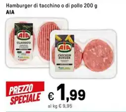 Iper La Grande Hamburger di tacchino o di pollo AIA offerta