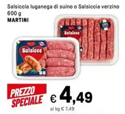 Iper La Grande Salsiccia luganega di suino o Salsiccia verzino MARTINI offerta