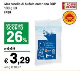 Iper La Grande Mozzarella di bufala campana DOP IPER offerta