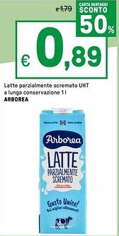 Iper La Grande Latte parzialmente scremato UHT a lunga conservazione ARBOREA offerta