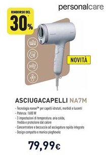 Unieuro Panasonic asciugacapelli NA7M offerta