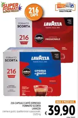 Spazio Conad 216 capsule caffè espresso formato scorta LAVAZZA offerta