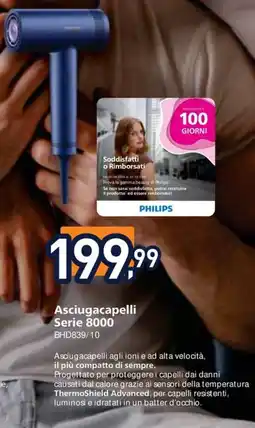 Unieuro PHILIPS Asciugacapelli Serie 8000 BHD839/10 offerta