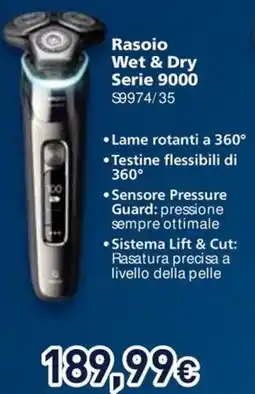 Unieuro PHILIPS Rasoio Wet & Dry Serie 9000 59974/35 offerta